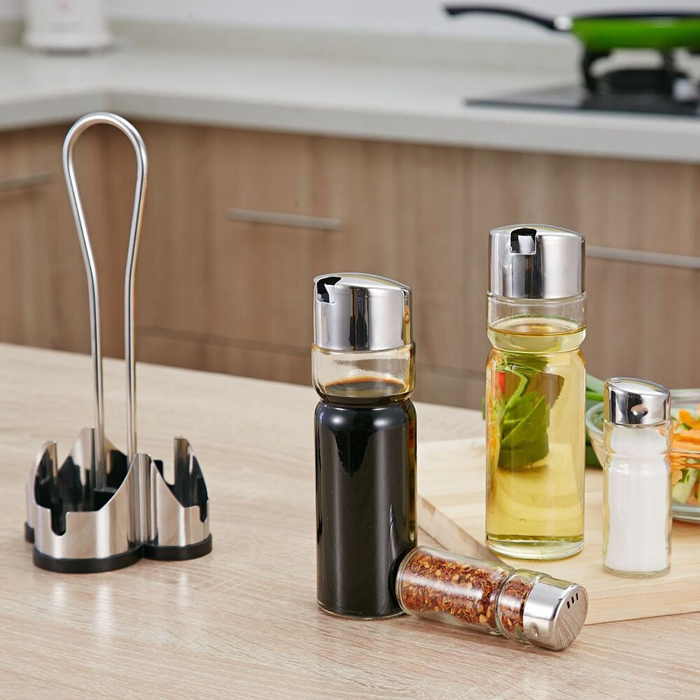 Krydder arrangør krydderflaske sett krydderholder krydderhylle olje eddikdispensere salt pepper shakere krukker til krydder