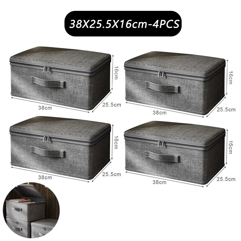 Boîte de rangement pour vêtements avec fermeture éclair, sac de rangement pliable de grande capacité pour vêtements et couettes, organisateur de garde-robe, boîte de rangement pour sous-vêtements: WHITE