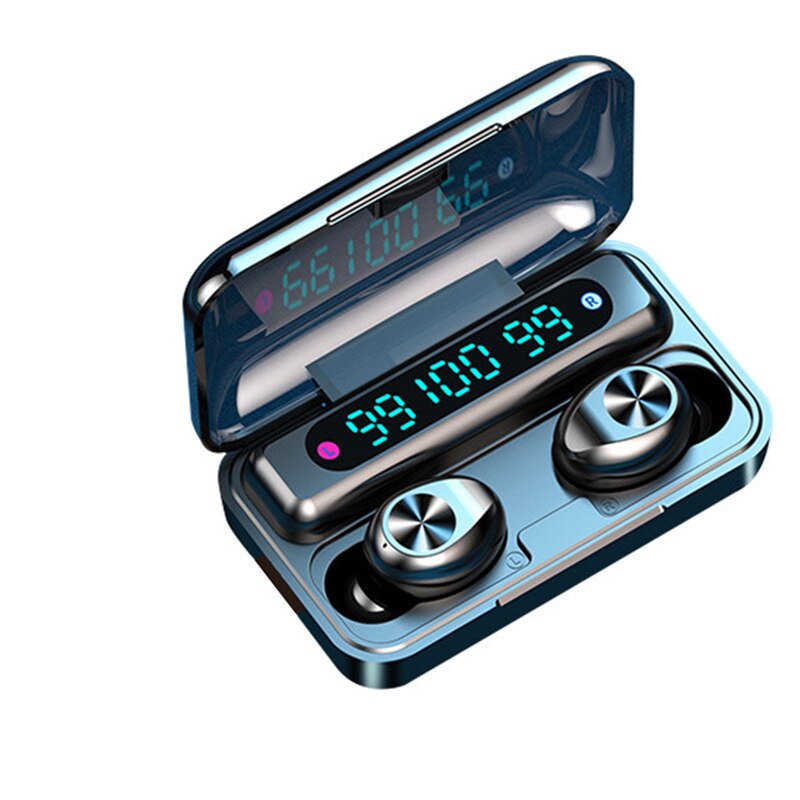 Bluetooth Headset Wireless Stereo Headset Touch Three True Power Display Waterproof Wireless Bluetooth Headset: Blue