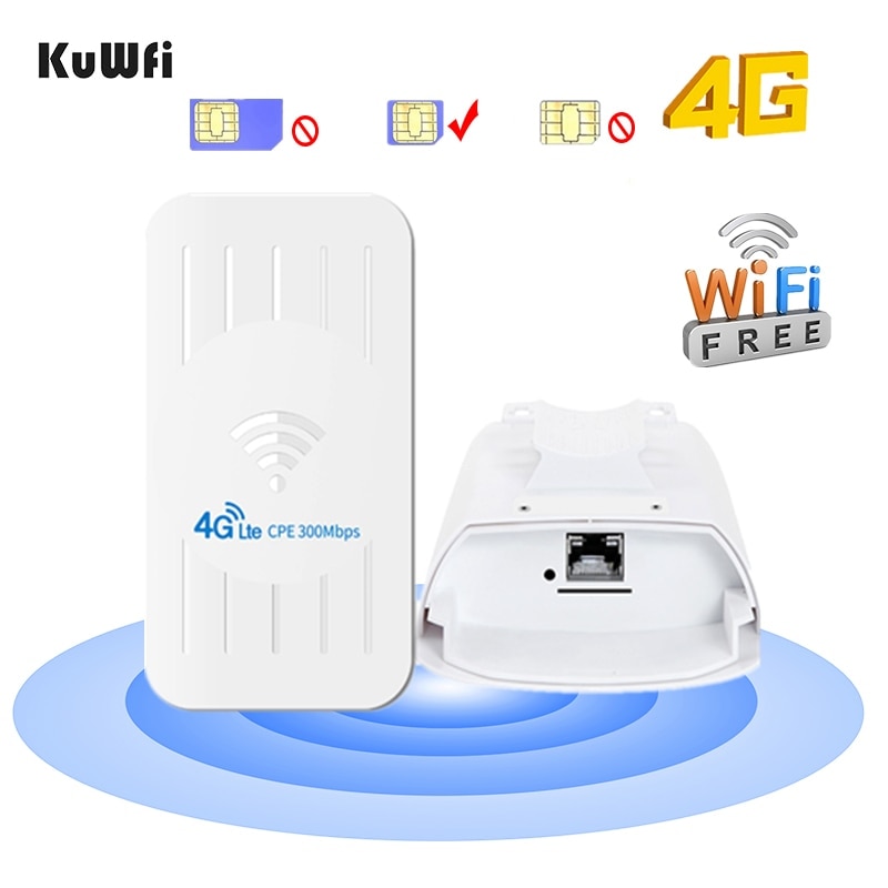 KuWFi açık 4G CPE yönlendirici FDD/TDD 3G/4G Wifi Sim kart 300Mbps kablosuz wifi tekrarlayıcı ile 24V POE adaptörü 32 kullanıcıya kadar