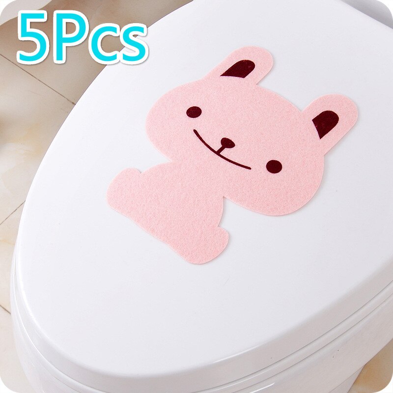 WC Toilet Stickers For Public Place Home Decoration Pattern Wall Decals Diy Cute Vinyl Mural Art Toilet Stickers: Rabbit 5Pcs