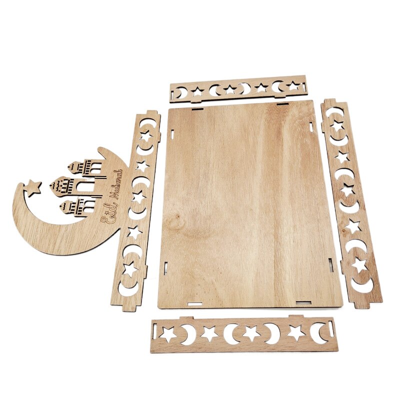 Eid Mubarak Wooden Food Tray Ornament Islamic Muslim Party Decoration For Home 2022 Ramadan Kareem Eid Al Adha Supplies