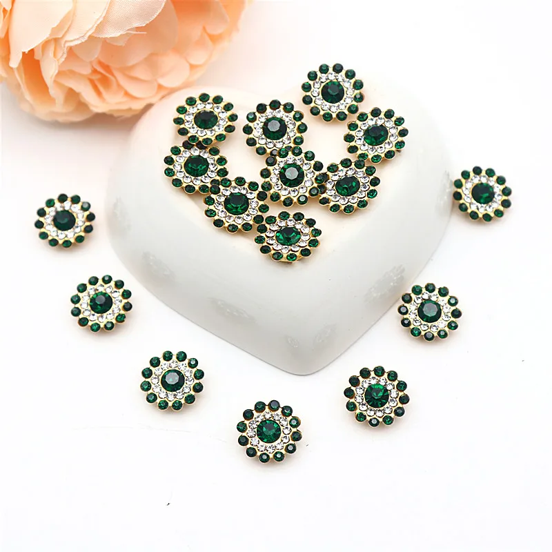 Taladro de flor de sol de 14mm, placa facial redonda cosida a mano, hebilla de taladro hecha a mano, accesorios de cuentas de lazo Diy, diamantes de imitación de doble flor: Opaco / M