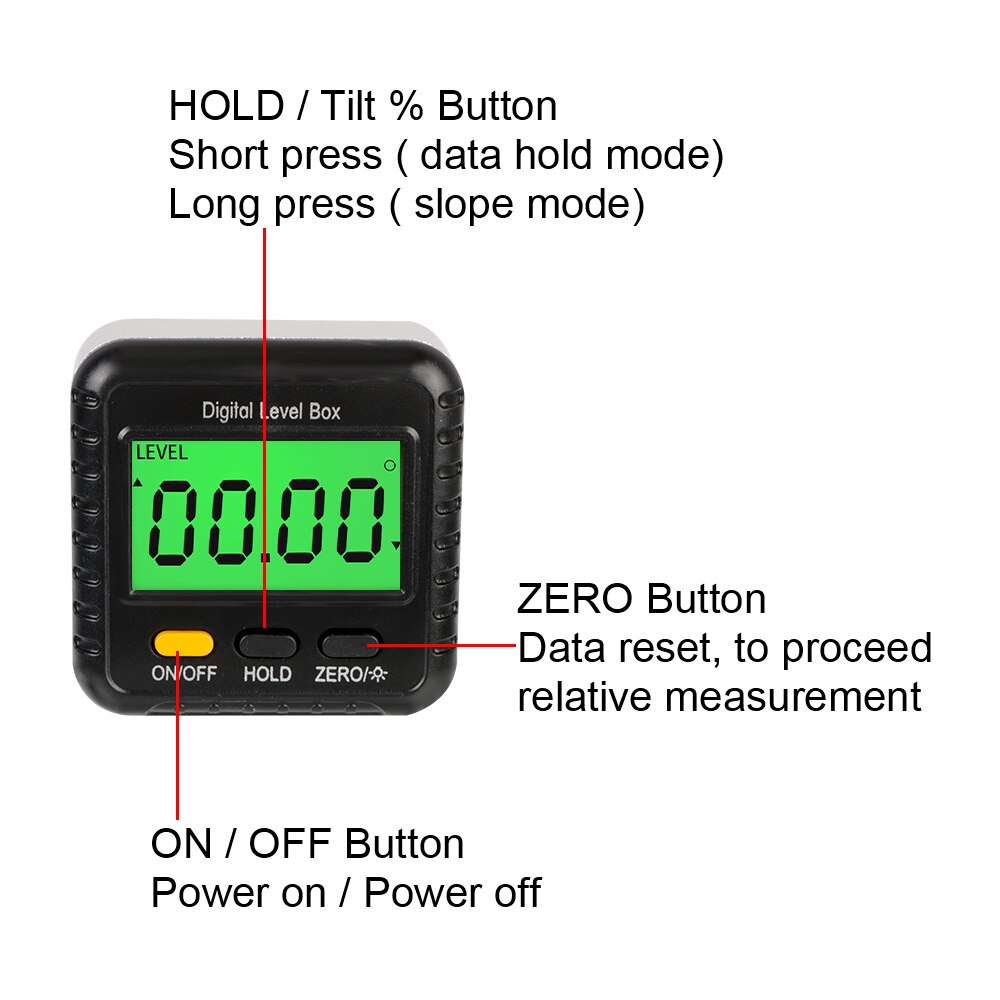 360 Degree Level Box Protractor Base Magnetic Digital Inclinometer Small Electronic Protractor Tools Gauge Angle Meter Finder