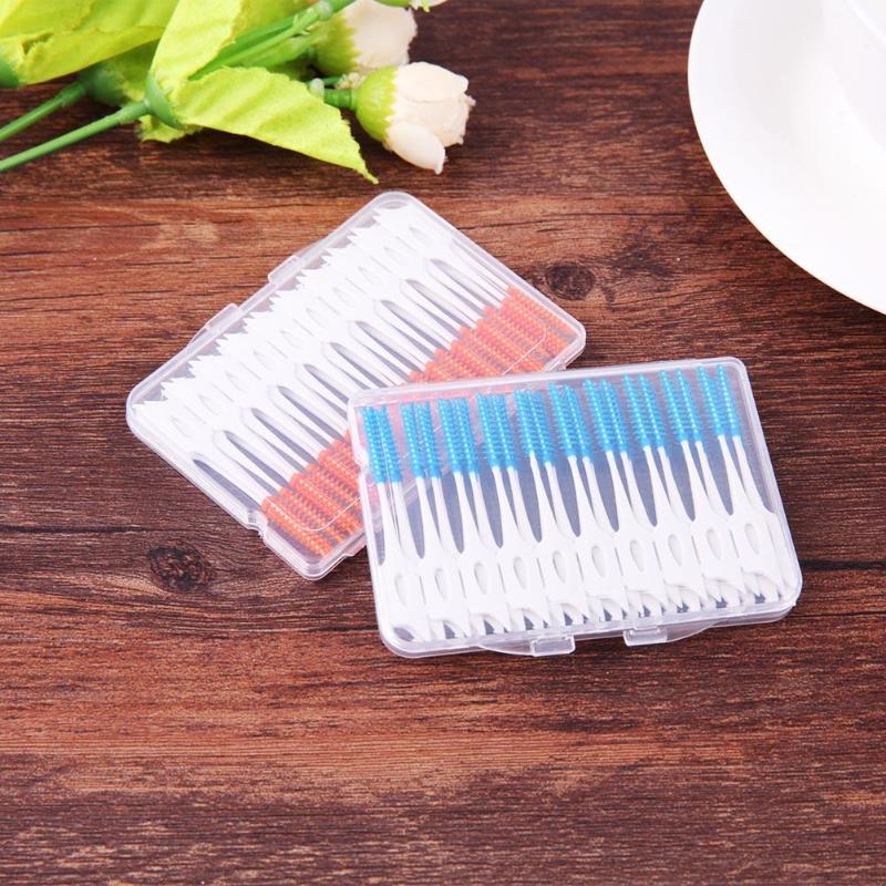 80 teile/schachtel Interdentalbürste Gummi Interdentalbürste Zahn Pinsel Kieferorthopädische Bürsten Naht Weichen Bürste Massage Zahnfleisch Zahnstocher