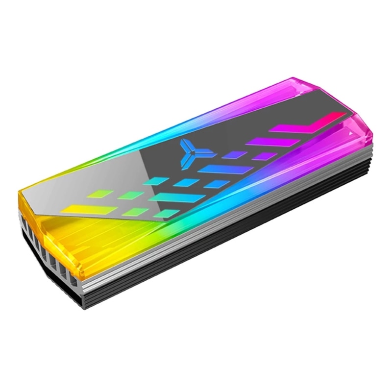 Argb m .2 2280 ssd heatsink aluminiumlegering rgb memory heatsink 5v 3 pin køling mesh radiator til  m2 solid state drive