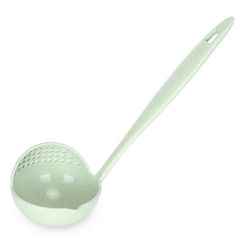 Louche cuillère à soupe en plastique | 2 en 1 à Long manche, passoire de cuisine, cuillère de cuisine, ustensiles de table: GR