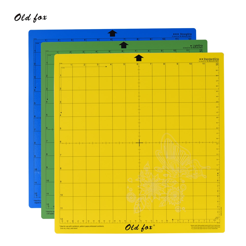 3Pcs 12*12Inch Non-Slip Replacement Cutting Mat StrongGrip/StandardGrip/LightGrip Adhesive Gridded Cutting Mats Cutting Machine: MIX color