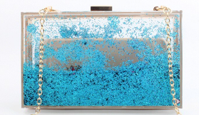 Roze Transparant Acryl Vrouwelijke Koppeling Chain 4 Kleur Clear Avondtasje Vrouwen Messenger Bag Doos Schoudertas: blue snake chain