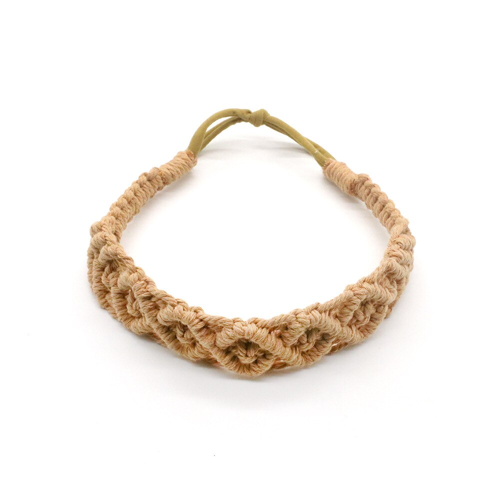 Serre-tête en macramé pour adulte, serre-tête Chic et bohème, accessoires pour cheveux, Turban élastique, couleur unie