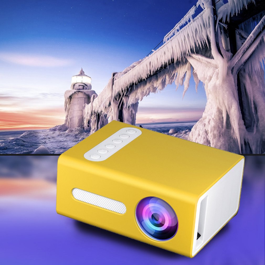 Yellow T300 Portable Projector High Definition Efficient LED Projector Multi Interface Home Theater Video Projector