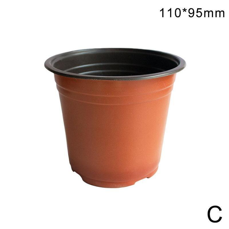10Pcs/Lot Flower Pot Plastic Plant Pots Desktop Potted Green Home Plant Vegetation Soft Garden Flowerpot Garden Nursery Too D8U9: 110mmx95mm