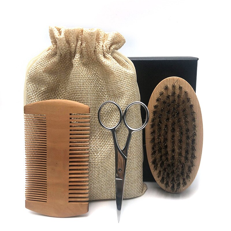 Peine para mujer, cepillo alisador de barba con bolsa de , juego de peines para el pelo, herramientas de peinado multifuncionales de calentamiento rápido: Beard Set / EU