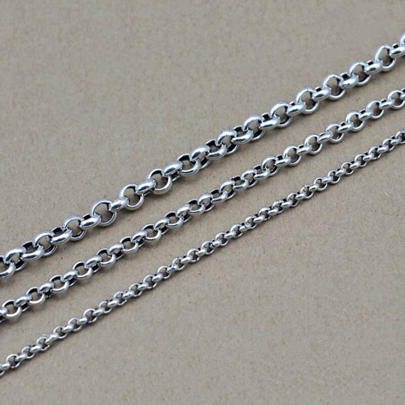 Ketting 100% Echt 925 Sterling Zilveren Ketting Hanger Dikke Lange Ketting Mannen Vrouwen Thai Zilver Retro Ketting X11