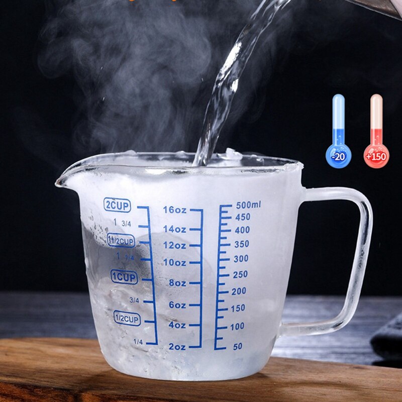 250/500ml Transparent Glass Measuring Cup, Heat-resistant Cup, Milk Cup, Microwave Graduated Cup, Baking Measurement Supplies