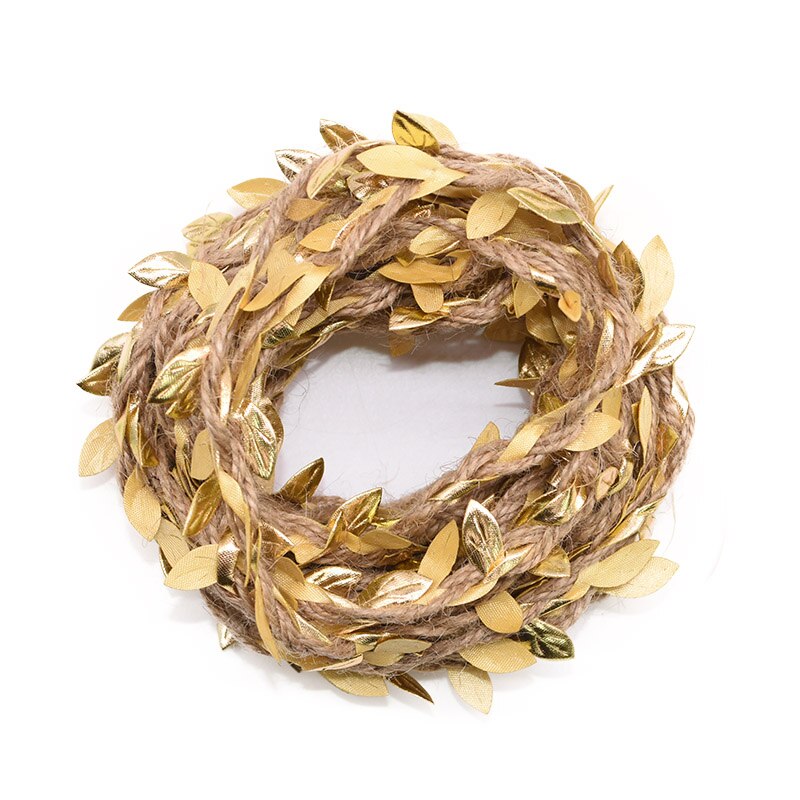 5M Simulation Green Leaves Weaving Jute Rope Ribbon for Restic Wedding Birthday Decoration Flower Bouquet Packaging Rattan: B01