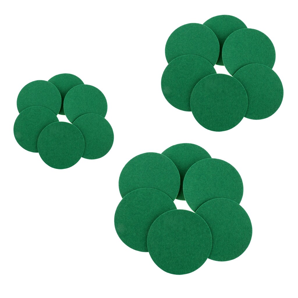 Air Hockey Table Pushers Felt Pads, Set of 6, Green, 60mm/74mm/94mm