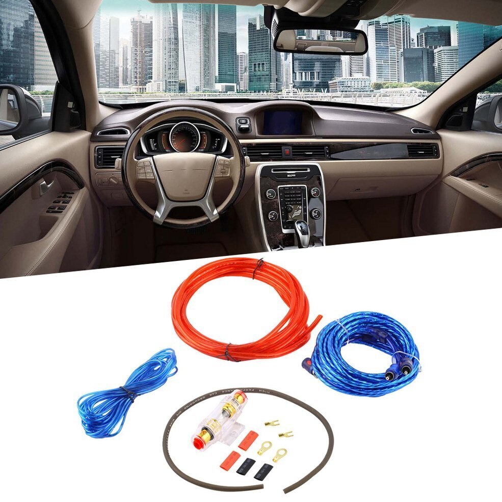 Metal 800W 14GA Car Audio Subwoofer Amplifier AMP Wiring Fuse Holder Wire Cable Support Installation Kit Low Noise Distortion