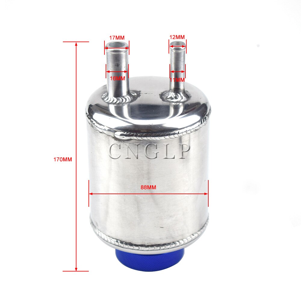 Sliver Fuel Cell Surge Tank Power Steering Tank Oil Catch Can Tank Racing Power Steering Fluid Reservoir Tank Clamps