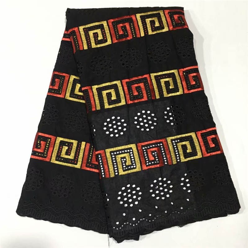 5 yard Swiss lace fabric latest heavy beaded embroidery African cotton fabrics Swiss voile lace popular Dubai styleLC2209: Black