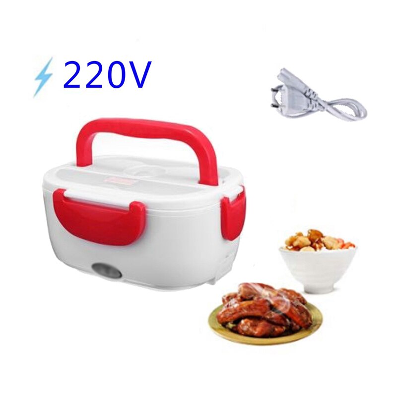 110v 220v us eu stekker elektrische lunchbox plastic voedselverwarmer thuis school kantoor verwarmde bentobox draagbaar bpa-vrij: 220v rode eu-stekkers