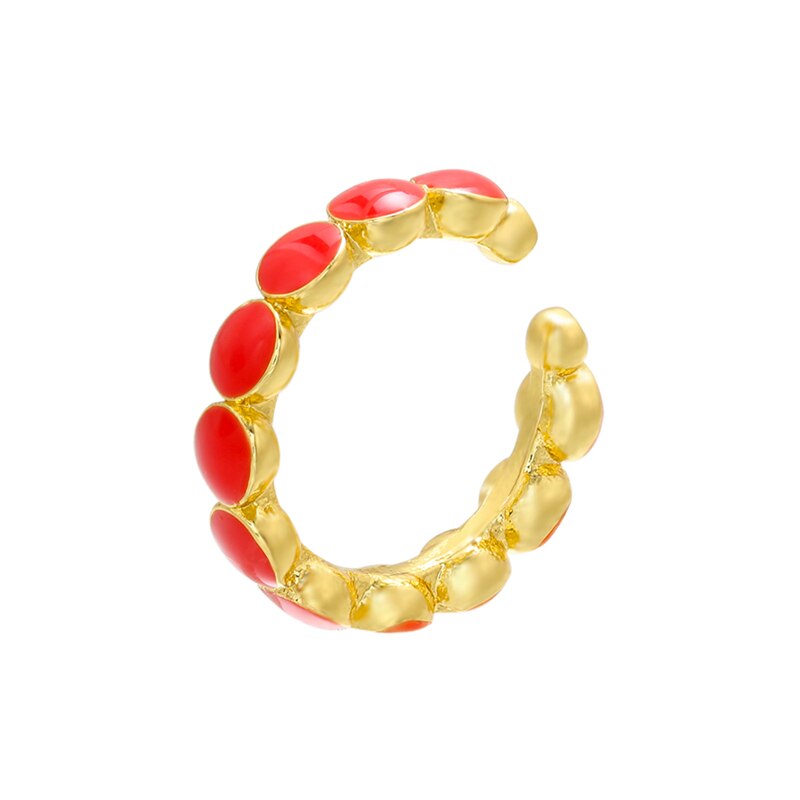 ZHUKOU-pendientes esmaltados para mujer, Clips para las orejas, color dorado, sin perforar, modelo de joyería: VE310,: red-1piece