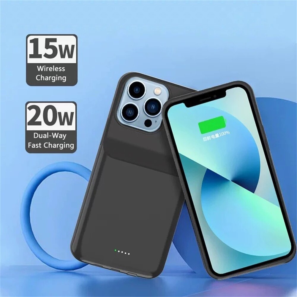 Power Bank Cover For iPhone 13 Pro Max 13 Pro 13 min Wireless Charging Battery Charger Cases 8000mAh Backup Powerbank Cases