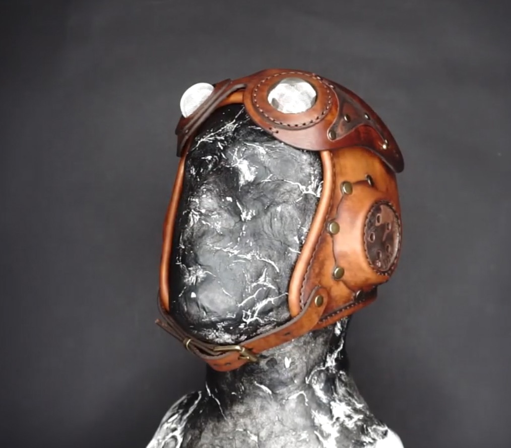 Steampunk hjälm pilot hatt manuell läder mönster ritning läder diy mönster mall