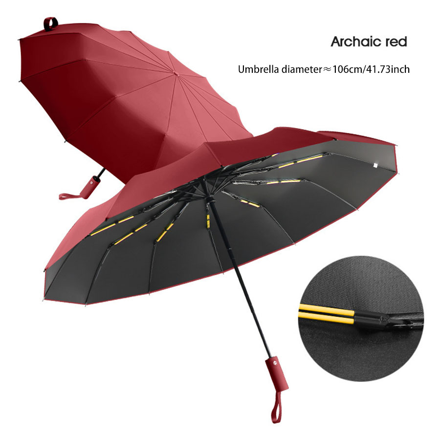Umbrella Large Automatic Umbrella 24 Bone Men's Double Strong Wind resistant Sunscreen and UV resistant Women's Dual purpose Sun: Red