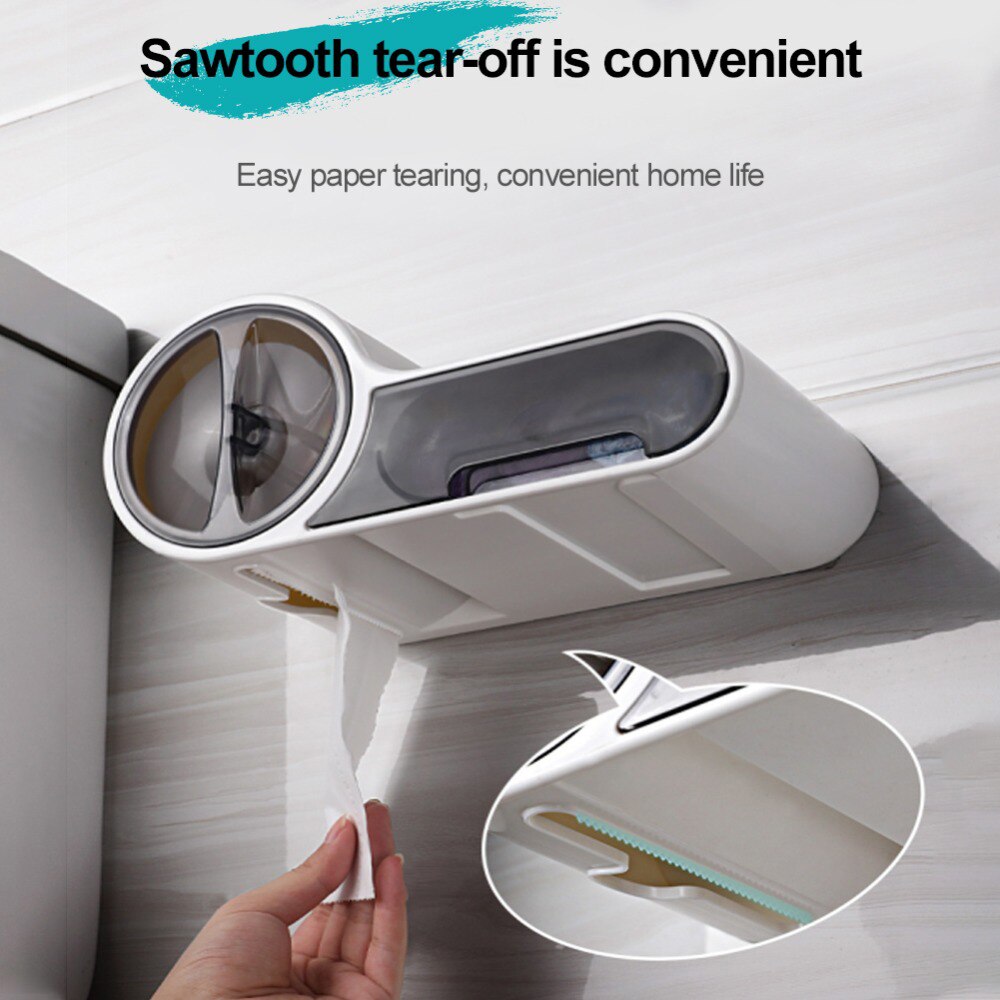 Waterdicht Toilet Roll Tissue Holder Box Papier Dispenser Zelfklevende Muur Gemonteerd Alle Bedekt Mobiele Telefoon Planken Badkamer