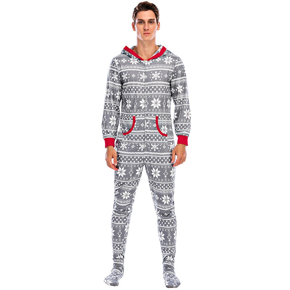 Pijama de manga larga con impresión del alce de Navidad para hombre, mono de Sport de algodón suave, ropa de dormir, ropa de casa de talla grande para Otoño e Invierno: A / XXL