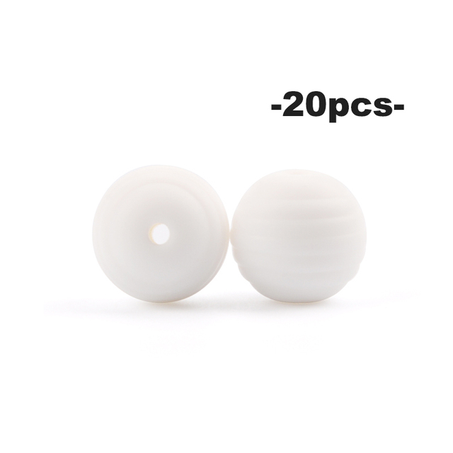 LOFCA – perles de dentition en Silicone pour bébé, 20 pièces, en spirale, rondes de alimentaire, 15mm, DIY, perles filetées sans BPA, anneaux de dentition pour bébé: kaki foncé