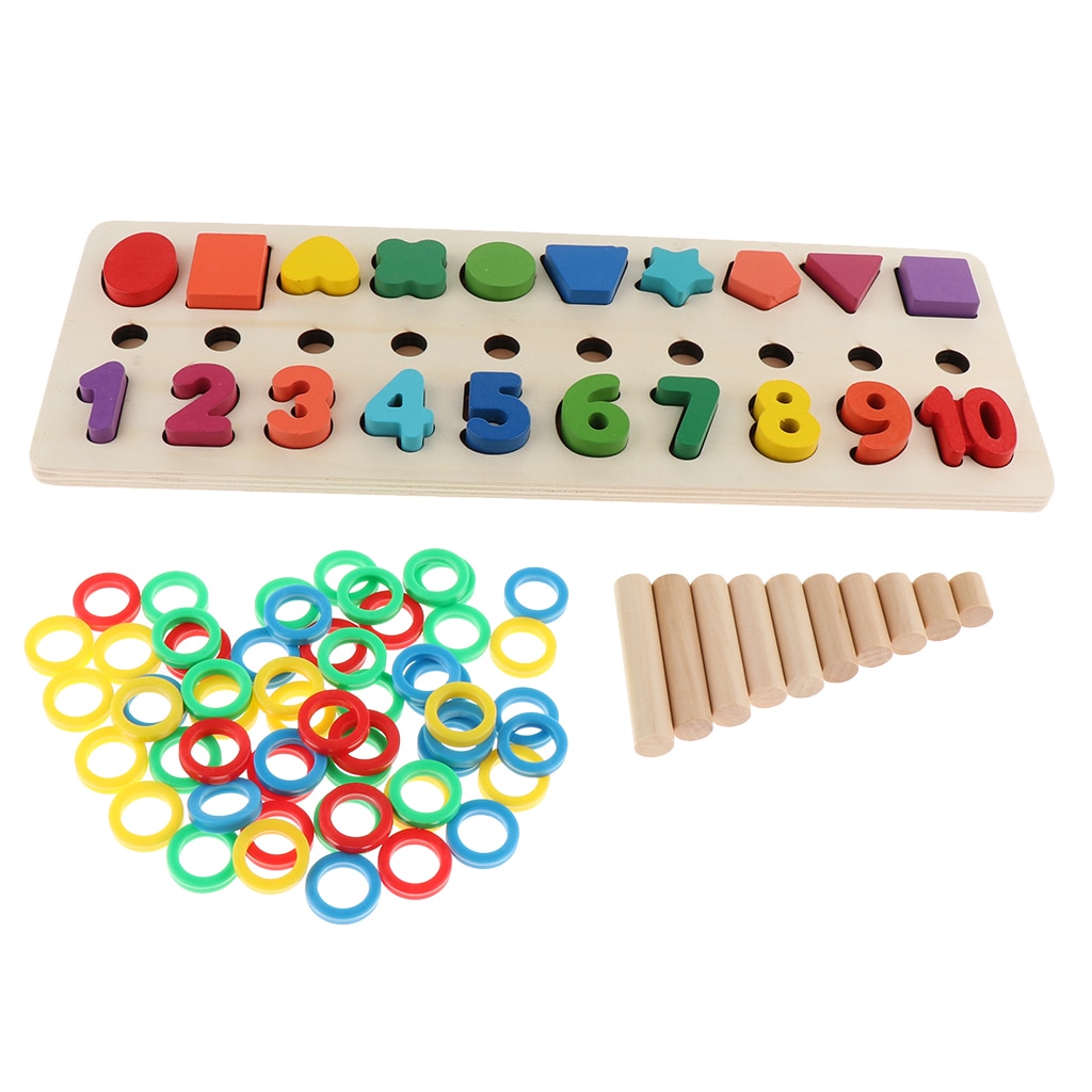 Houten Vorm Sorter Puzzel Speelgoed-Kleur Vorm Nummer 3 In 1 Bijpassende Board Stapelen Leren Speelgoed Voor 3 Jaar oude Up