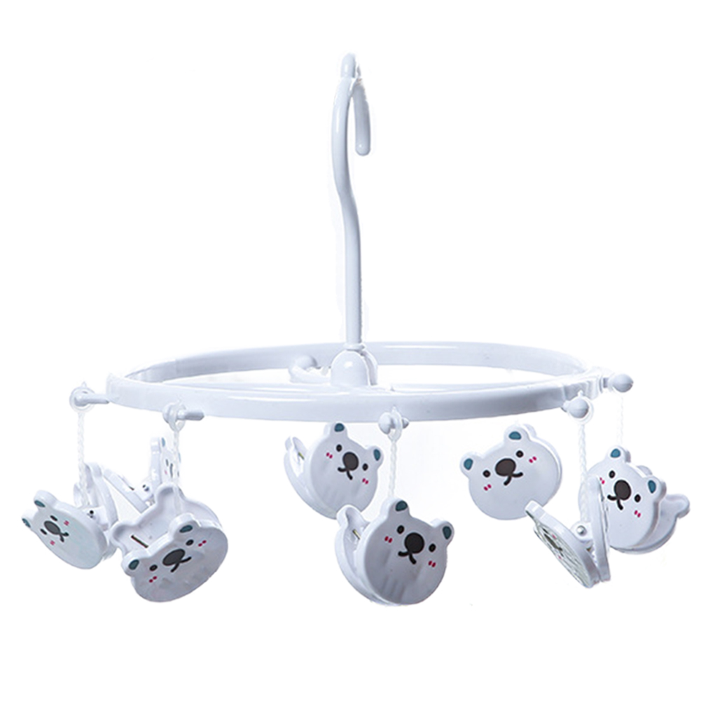 Underwear Clothes Hangers with Multi Clips Cute Socks Bra Hanger for Kids PP Balcony Wardrobe Closet Organizer: WHITE