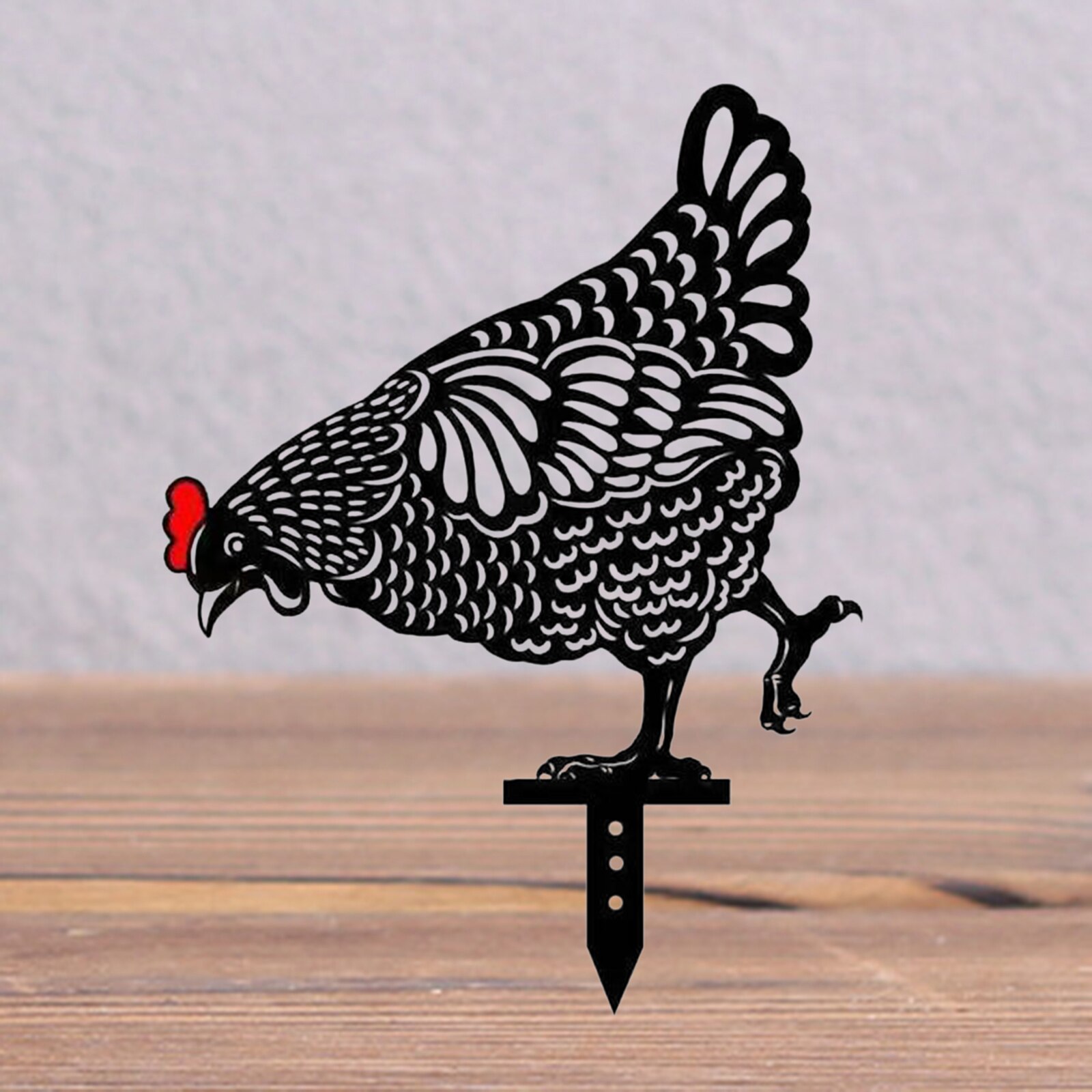 Decoración acrílica de gallo y gallina, decoración artística para césped y jardín, adorno de suelo, decoración hueca con forma de Animal para césped al aire libre