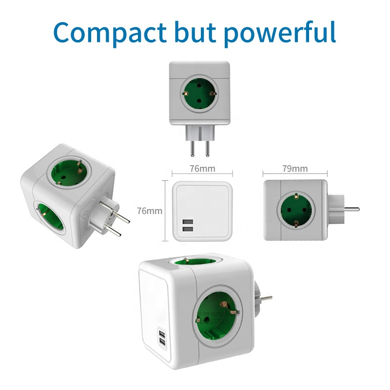 Multiprise européenne EU Powercube, 3680W, prises multiples, prises secteur, filtre réseau, USB 4, AC, maison, bureaux