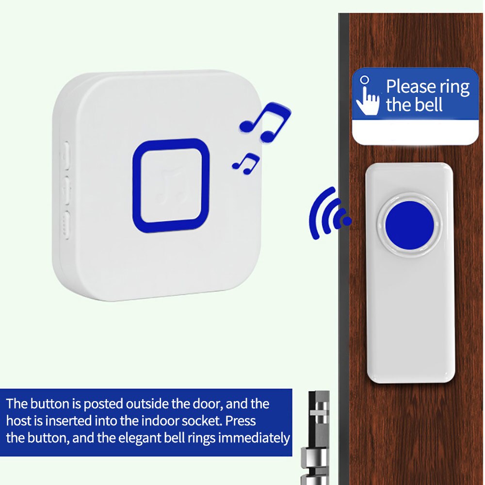 Home Welcome Doorbell Intelligent Wireless Doorbell Waterproof Remote EU US smart Door Bell 52 Chimes Welcome Door Bell