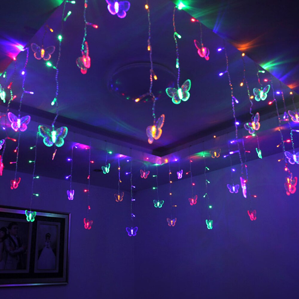 Rideau lumineux papillon à lumière LED, 3.5m, guirlande de noël, féerique, pour , mariage, fête, maison, nouvel an, décoration