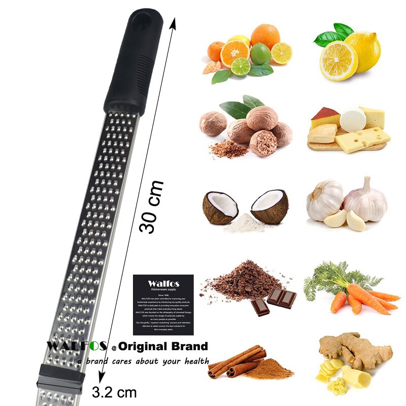 Walfos Multifunction Stainless Steel Lemon Zester Fruit Peeler Cheese Zester Microplane Grater Fruit Vegetable