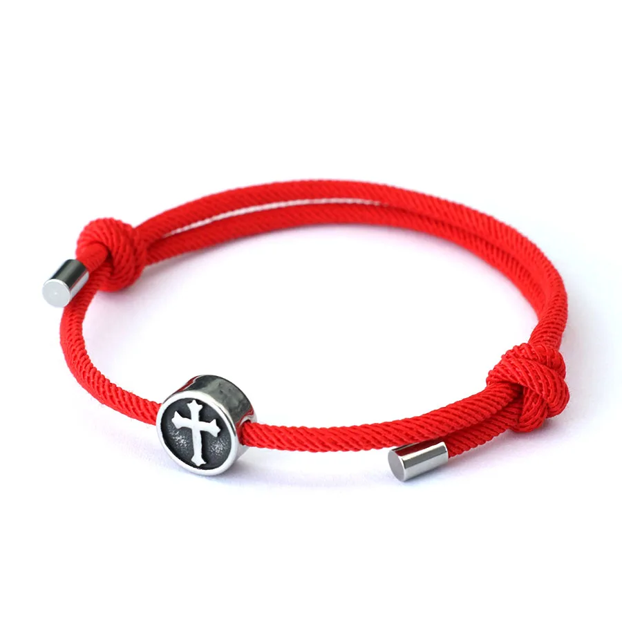 Kruis Armband Voor Heren Handgemaakte Verstelbare 3Mm Dunne String Braslet Unfading Viking Braclet Accessoires Hombre Armband Herren: Licht Geel Goud Kleur