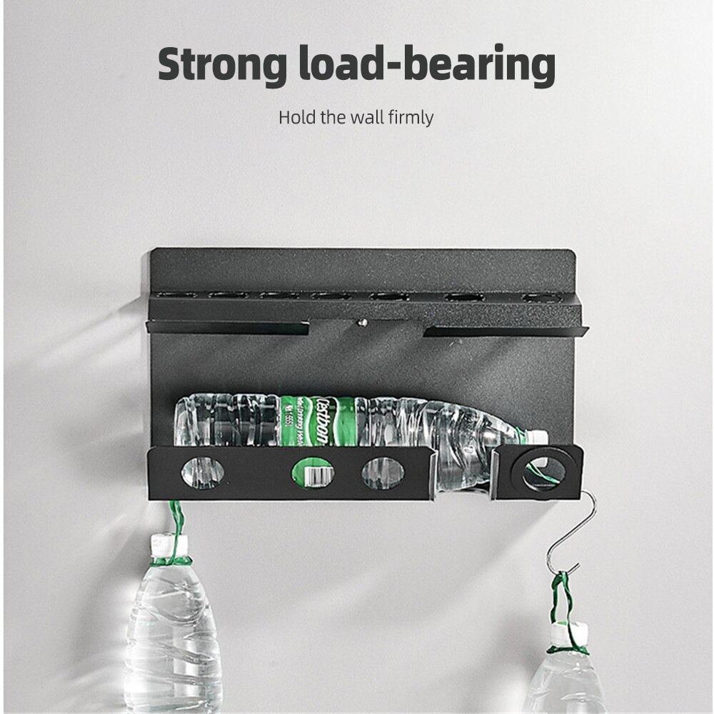 Hair Dryer Rack Black Stainless Steel Wall Mount Storage Rack Bathroom Waterproof Accessories Holder Organizer Home Decoration