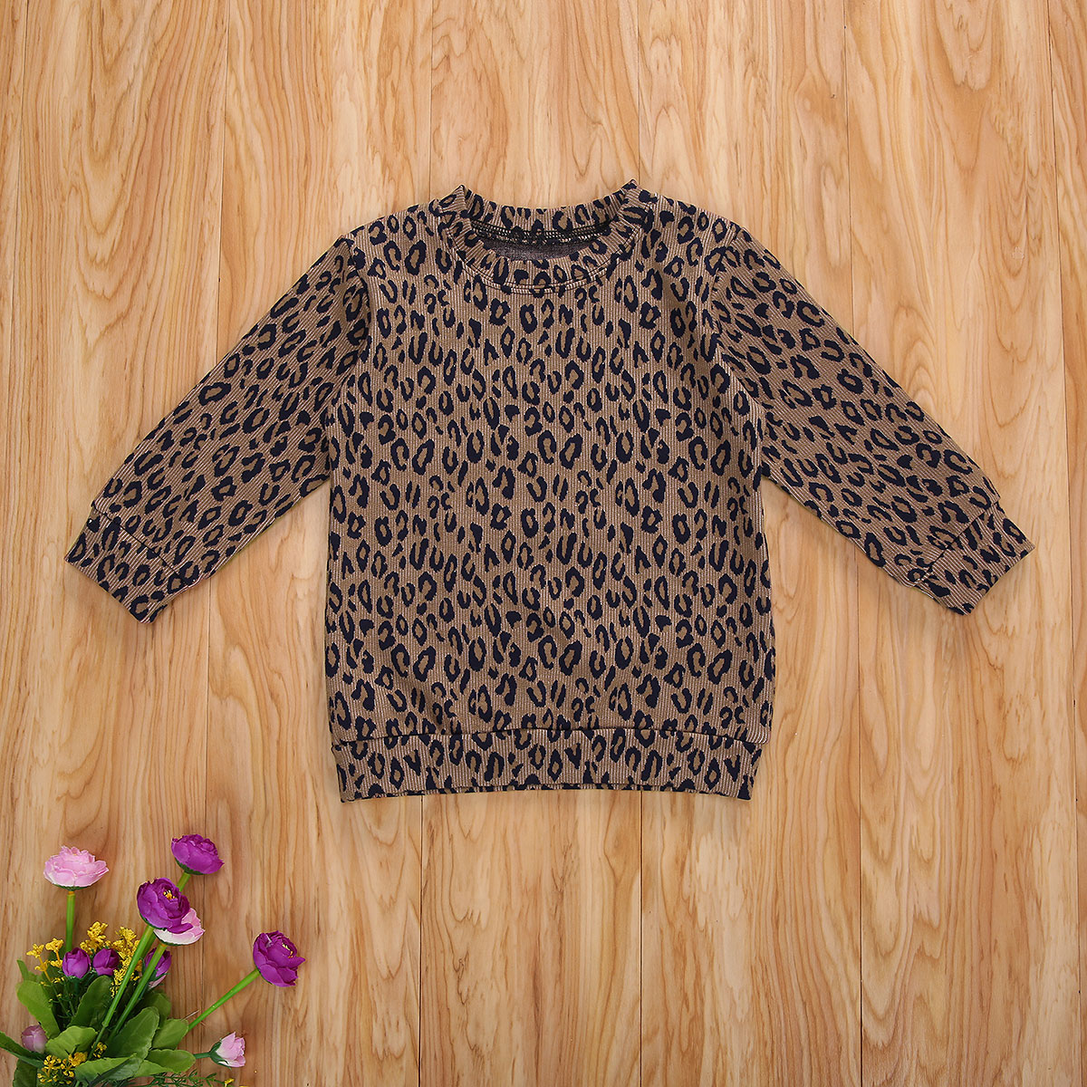 2-7y småbørn børn baby dreng pige langærmet rund hals leopard sweatshirt hættetrøjer toppe børn efterårstøj
