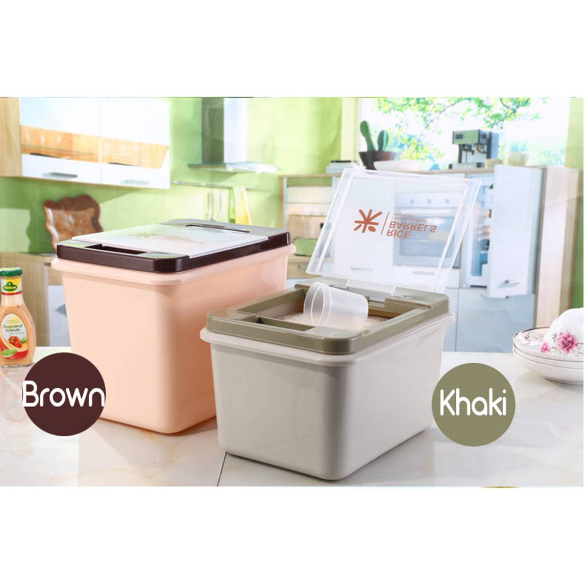 10/15Kg Rice Storage Box Sealed Moisture-proof Large Capacity Grain Flour Flip Container Kitchen Double Seal Rice Storage Box
