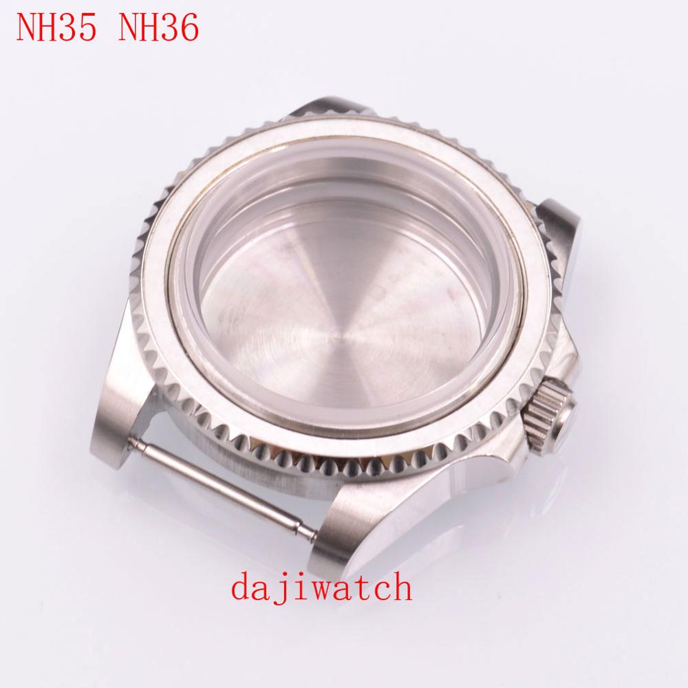 316 Volledige Steel Case Past NH35 NH35A NH36 NH36A Beweging 40Mm Horloge Saffier Glas Case Frameloze Insert