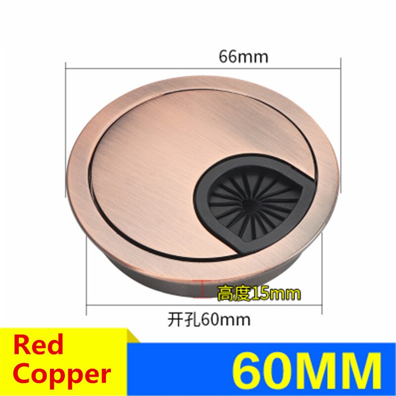 Wonzeal Zinc Alloy Round Table Wire Hole Covers Outlet Port Computer PC Desk Cable Grommet Line Holder 50mm/53mm/60mm/80mm: Red Copper 60mm