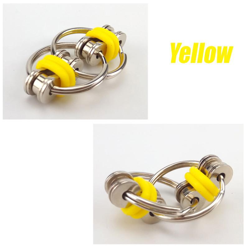 Metalen Puzzel Keten Fidget Speelgoed Voor Autisme Ketting Fidget Speelgoed Set Stress Verlichten Adhd Top Hand Spinner Sleutelhanger Zintuiglijke speelgoed: Yellow