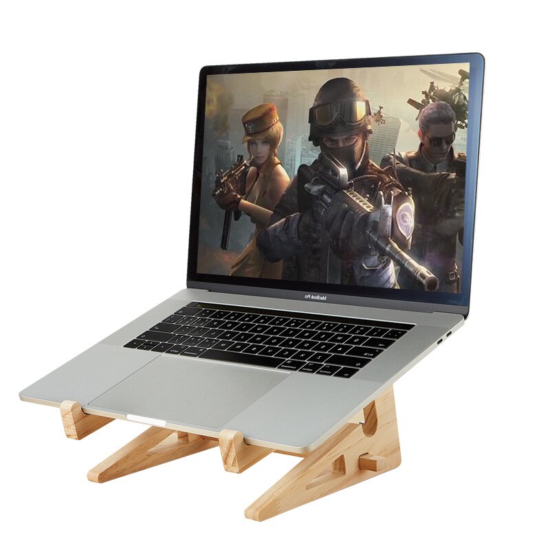 Vmonv laptop-ständerhalter aus holz mit erhöhter höhe für macbook air pro retina 13, 15- zoll-notebook, vertikale basis, kühlständerhalterung
