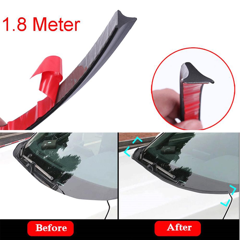 Auto Seal Strip Wind Deflector Trim Universal 1.8M Rubber Car Front Parts