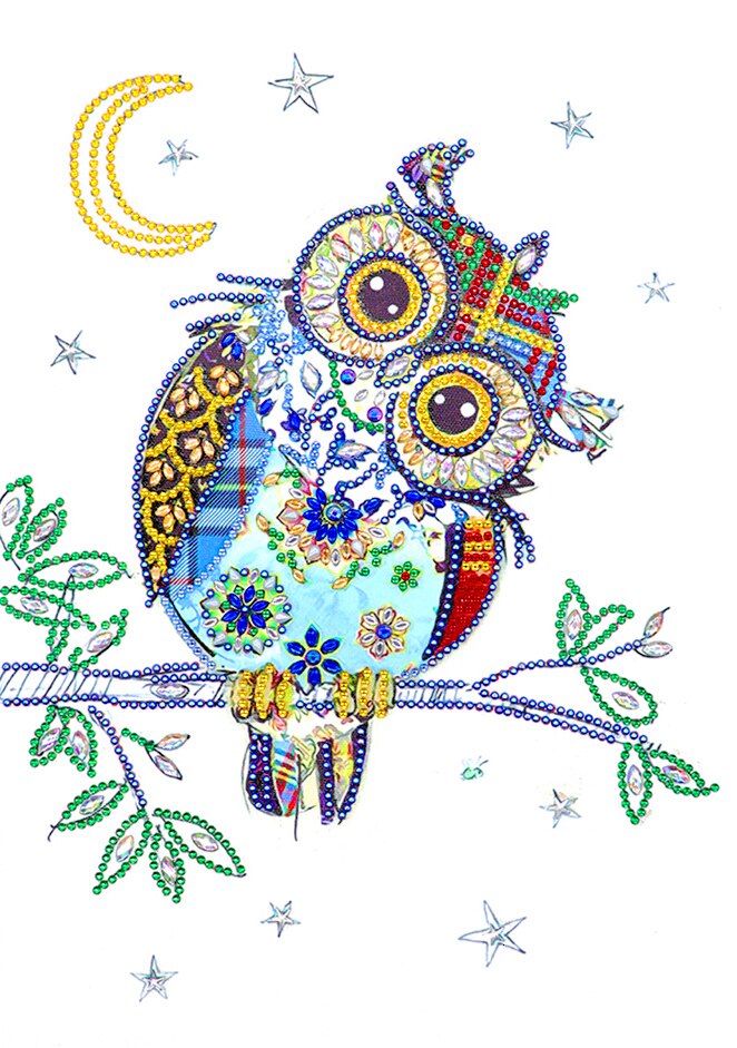 AZQSD spécial forme diamant peinture mosaïque animaux broderies diamant broderie hibou artisanat 24x34cm