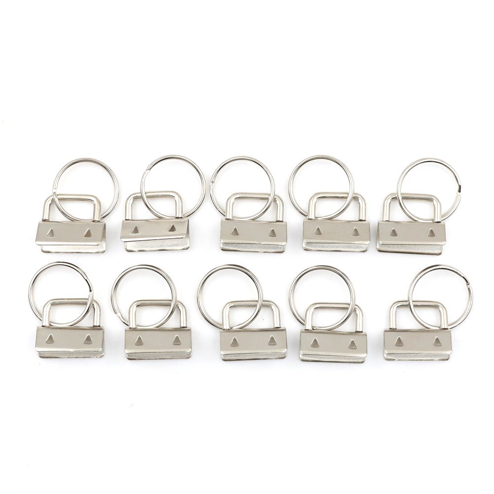 10Pcs Key Fob 25mm Keychain Split Ring For Wrist Wristlets Cotton Tail Clip Hardware Accessories: Silver